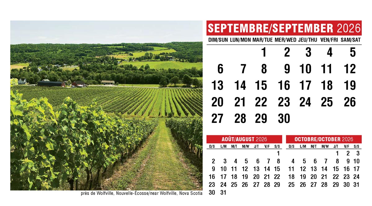 Galleria Canadian Scenes( ENG/Fr) Promotional Desk Calendar- 2026